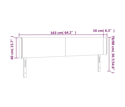 vidaXL Cabecero de tela gris oscuro 163x16x78/88 cm