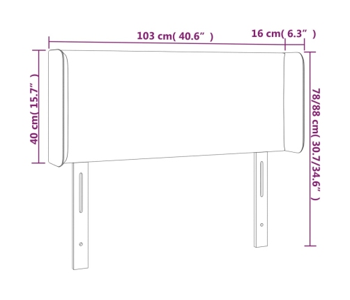 Cabecero de cuero sintético blanco 103x16x78/88 cm