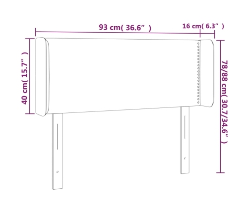 Cabecero de tela gris claro 93x16x78/88 cm