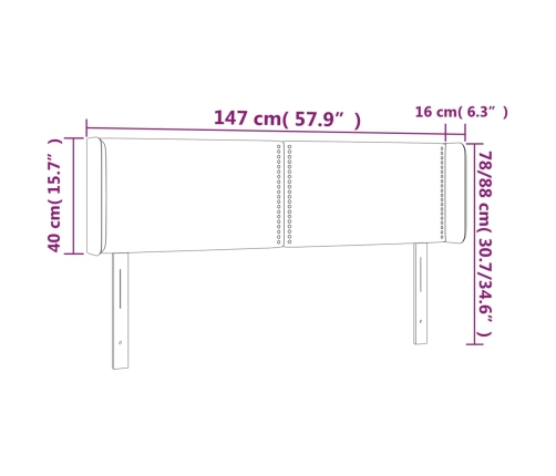 vidaXL Cabecero de cuero sintético negro 147x16x78/88 cm