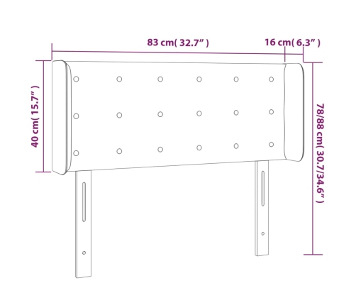 Cabecero de cuero sintético gris 83x16x78/88 cm