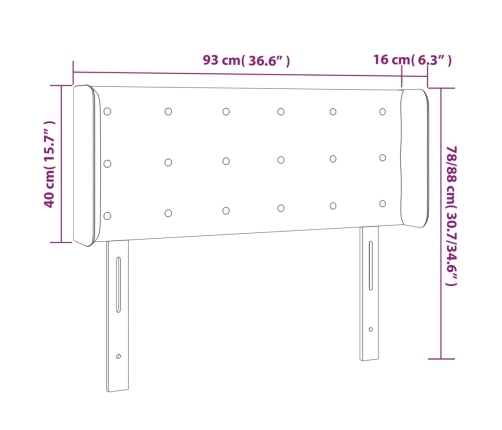 Cabecero de cuero sintético blanco 93x16x78/88 cm