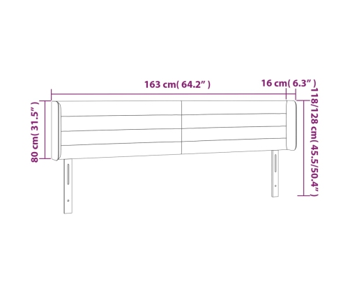 vidaXL Cabecero de tela color crema 163x16x78/88 cm