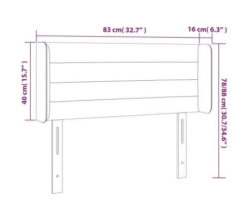 vidaXL Cabecero de terciopelo gris claro 83x16x78/88 cm