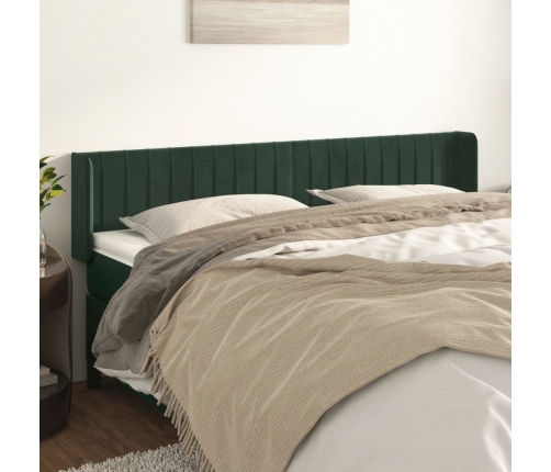 Cabecero de terciopelo verde oscuro 203x16x78/88 cm