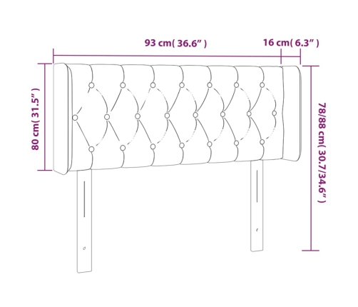 vidaXL Cabecero de tela gris claro 93x16x78/88 cm