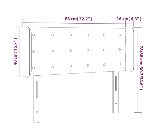 Cabecero de tela azul 83x16x78/88 cm