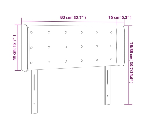 Cabecero de terciopelo rosa 83x16x78/88 cm