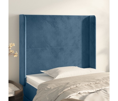 vidaXL Cabecero con orejas de terciopelo azul oscuro 83x16x118/128 cm