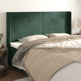 Cabecero con orejas de terciopelo verde oscuro 163x16x118/128cm