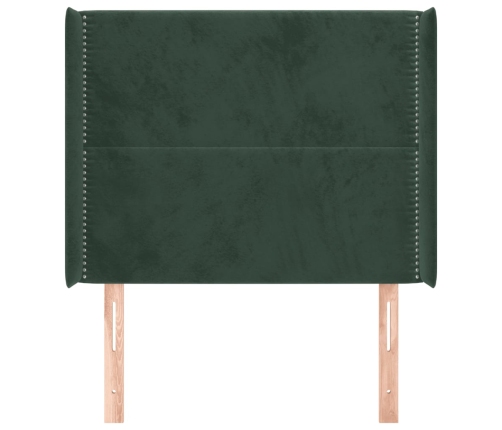 Cabecero con orejas de terciopelo verde oscuro 83x16x118/128 cm