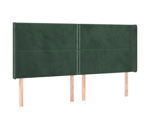 vidaXL Cabecero con orejas de terciopelo verde oscuro 203x16x118/128cm