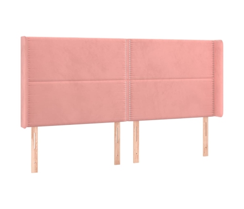 Cabecero con orejas de terciopelo rosa 203x16x118/128 cm