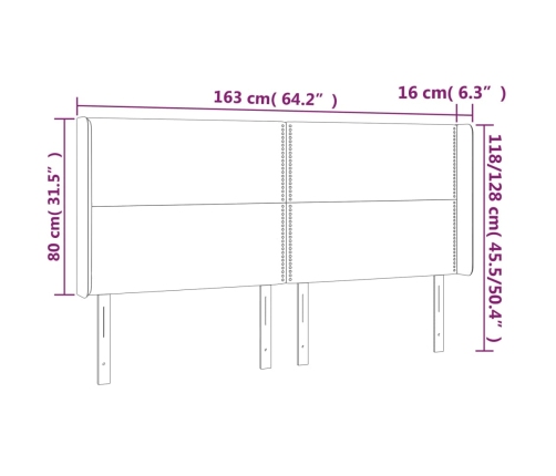 vidaXL Cabecero con orejas cuero sintético gris 163x16x118/128cm