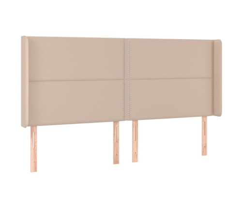 Cabecero con orejas cuero sintético capuchino 203x16x118/128 cm
