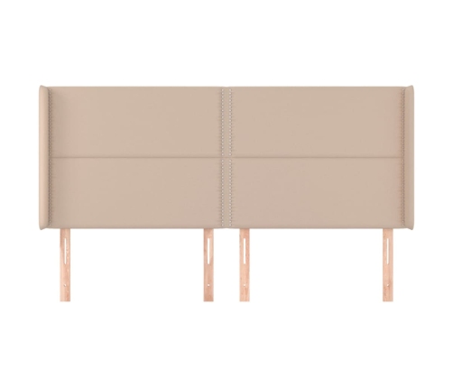 Cabecero con orejas cuero sintético capuchino 203x16x118/128 cm