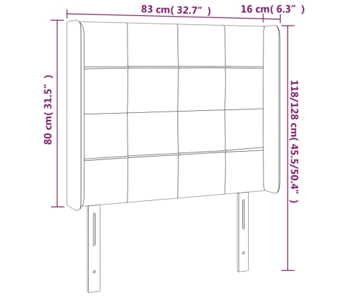 vidaXL Cabecero con orejas de tela negro 83x16x118/128 cm