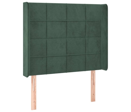 Cabecero con orejas de terciopelo verde oscuro 83x16x118/128 cm