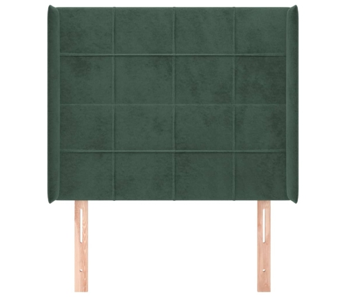 Cabecero con orejas de terciopelo verde oscuro 83x16x118/128 cm