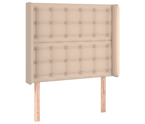 Cabecero con orejas cuero sintético capuchino 93x16x118/128 cm