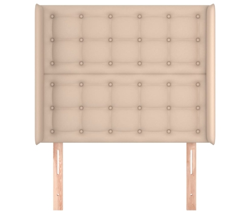 Cabecero con orejas cuero sintético capuchino 93x16x118/128 cm