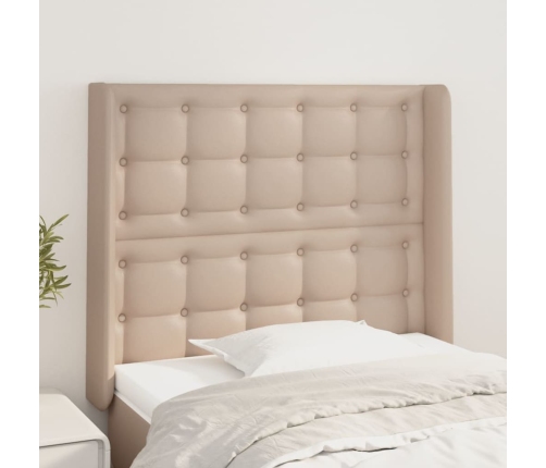 Cabecero con orejas cuero sintético capuchino 93x16x118/128 cm