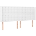 Cabecero con orejas de cuero sintético blanco 183x16x118/128 cm