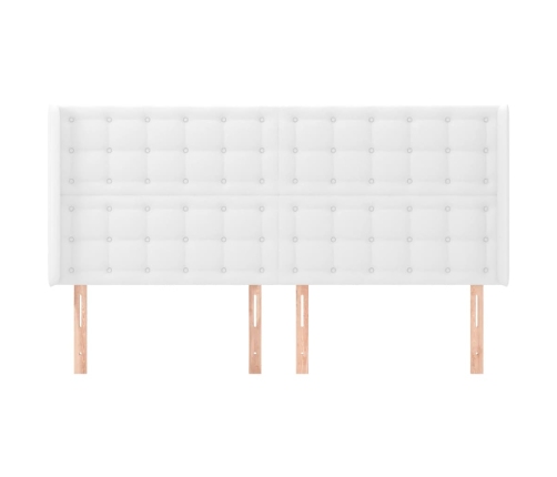 Cabecero con orejas de cuero sintético blanco 183x16x118/128 cm