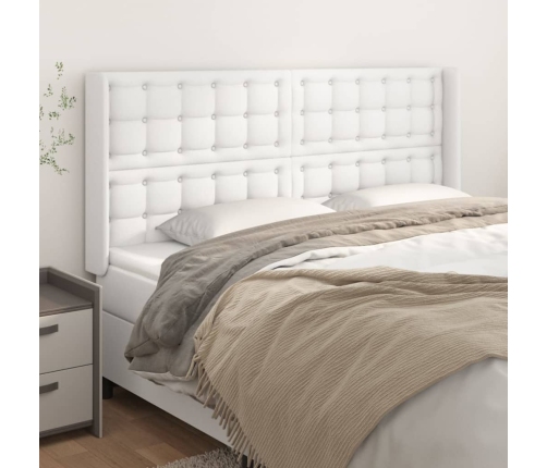 Cabecero con orejas de cuero sintético blanco 183x16x118/128 cm