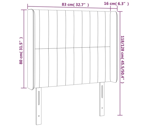 Cabecero con orejas de tela gris claro 83x16x118/128 cm