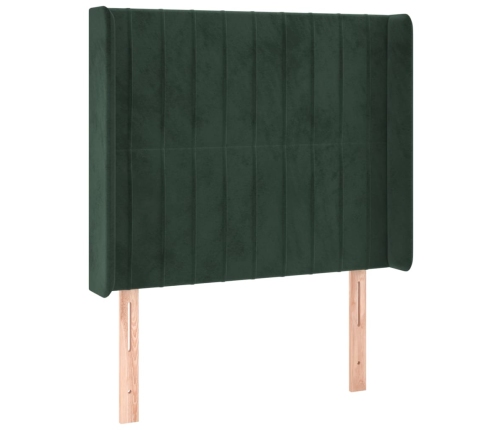 Cabecero con orejas de terciopelo verde oscuro 83x16x118/128 cm