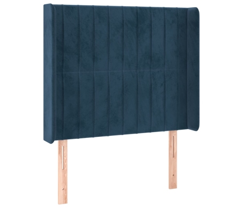 Cabecero con orejas de terciopelo azul oscuro 83x16x118/128 cm