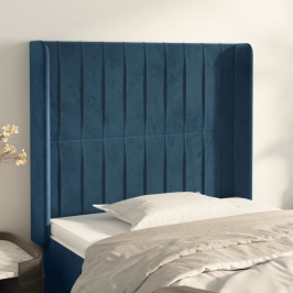 Cabecero con orejas de terciopelo azul oscuro 93x16x118/128 cm