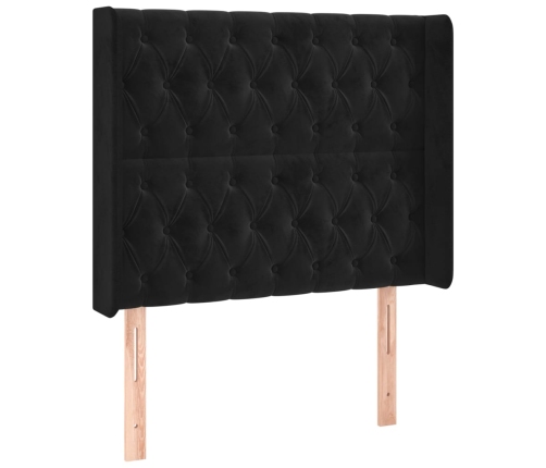 Cabecero con orejas de terciopelo negro 103x16x118/128 cm