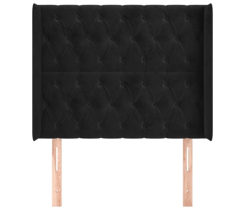 Cabecero con orejas de terciopelo negro 103x16x118/128 cm