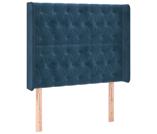 Cabecero con orejas de terciopelo azul oscuro 103x16x118/128 cm