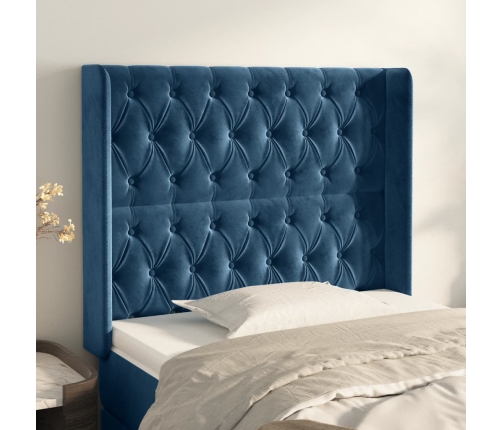 Cabecero con orejas de terciopelo azul oscuro 103x16x118/128 cm