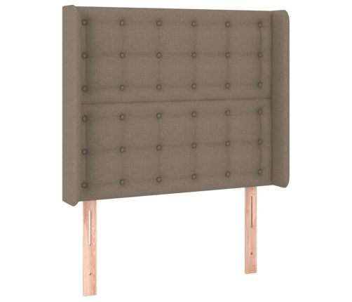 Cabecero con orejas de tela gris taupe 83x16x118/128 cm