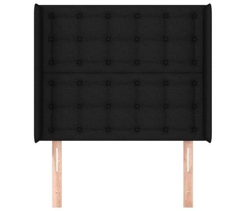 Cabecero con orejas de tela negro 93x16x118/128 cm