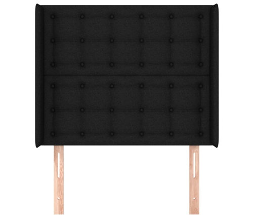 Cabecero con orejas de tela negro 103x16x118/128 cm