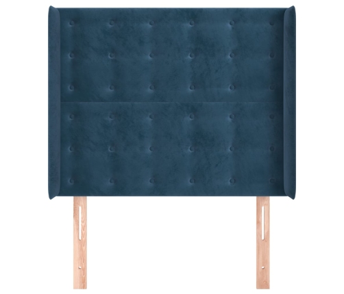 Cabecero con orejas de terciopelo azul oscuro 83x16x118/128 cm