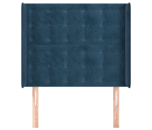 Cabecero con orejas de terciopelo azul oscuro 93x16x118/128 cm