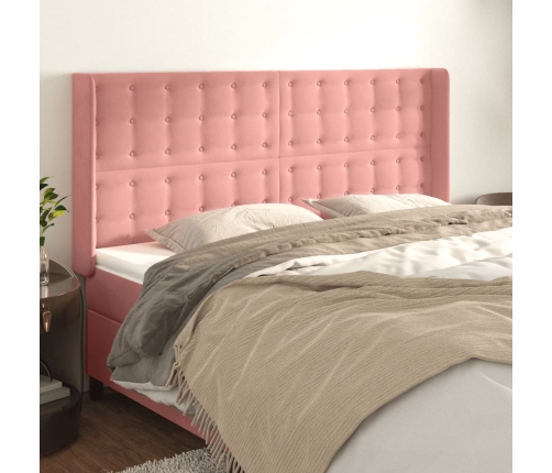 vidaXL Cabecero con orejas de terciopelo rosa 163x16x118/128 cm