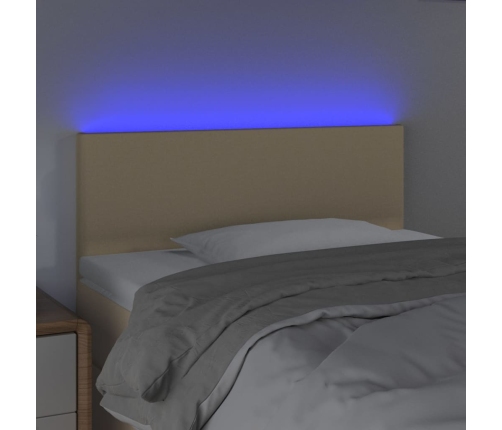 Cabecero con LED de tela color crema 80x5x78/88 cm