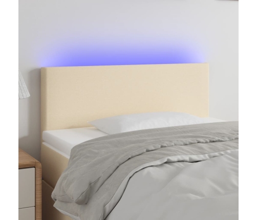 Cabecero con LED de tela color crema 80x5x78/88 cm