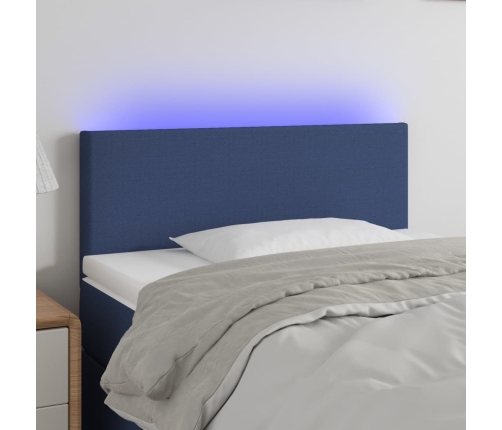 Cabecero con LED de tela azul 90x5x78/88 cm