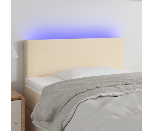 Cabecero con LED de tela color crema 100x5x78/88 cm