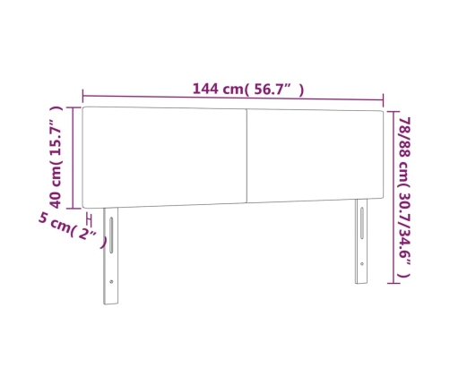 Cabecero con LED de tela gris claro 144x5x78/88 cm