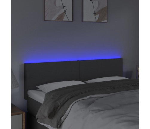 Cabecero con LED de tela gris oscuro 144x5x78/88 cm