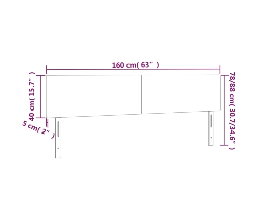 Cabecero con LED de tela gris claro 160x5x78/88 cm